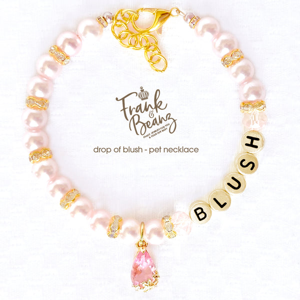 Drop of Blush Pearl Dog Necklace Cat Necklace Luxury Pet Jewelry