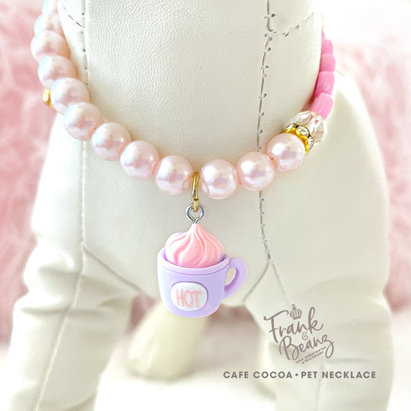 Cafe Cocoa Pearl Pet Necklace Personalized Dog and Cat Necklace