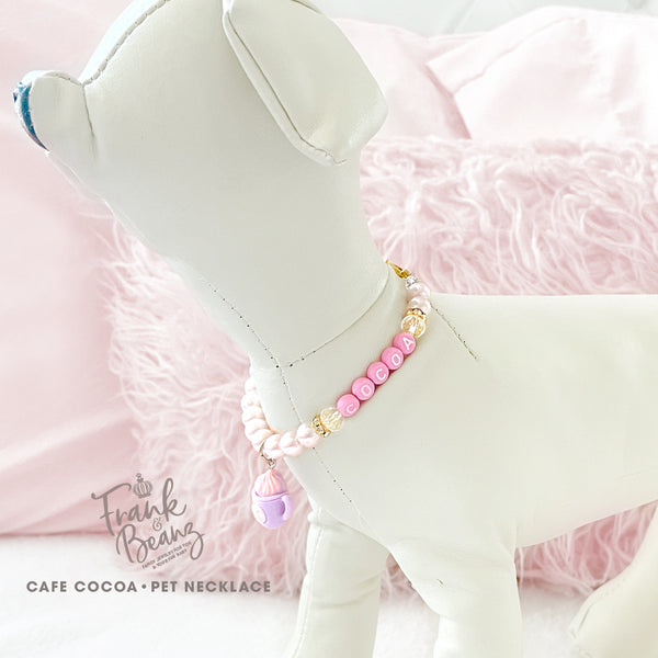 Cafe Cocoa Pearl Pet Necklace Personalized Dog and Cat Necklace