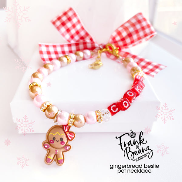 Gingerbread Bestie Dog Necklace Cat Collar Necklace Personalized Pet Jewelry