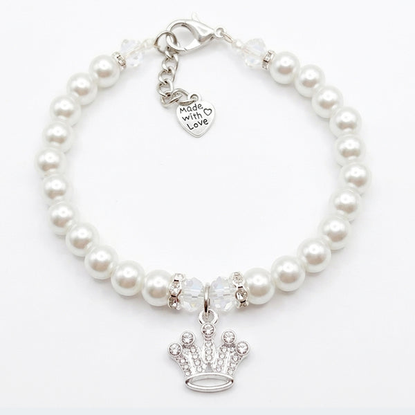 Princess Crown Personalized Pearl Dog & Cat Necklace