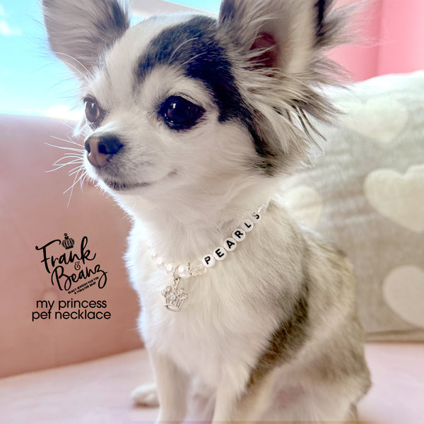 Princess Crown Personalized Pearl Dog & Cat Necklace