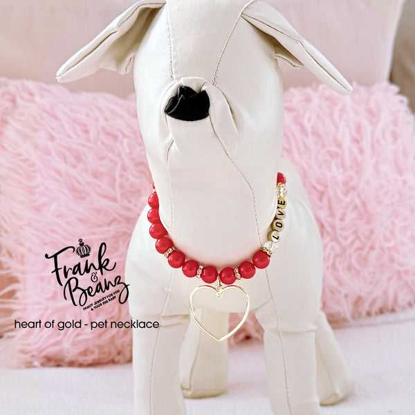 Valentine's Dog Necklace for Medium Large Dogs Pet Jewelry Heart of Gold