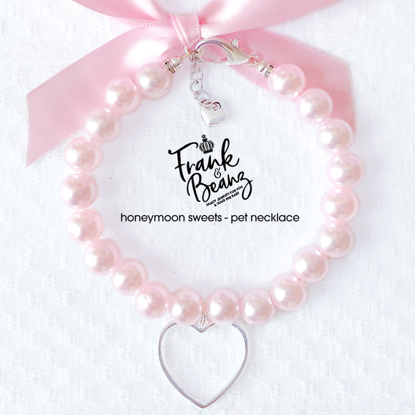 Honeymoon Sweets Pearl Heart Dog Necklace Luxury Pet Jewelry