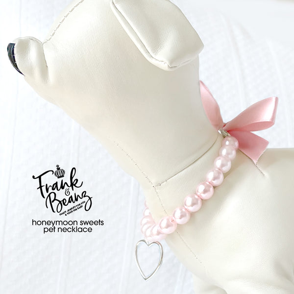 Honeymoon Sweets Pearl Heart Dog Necklace Luxury Pet Jewelry