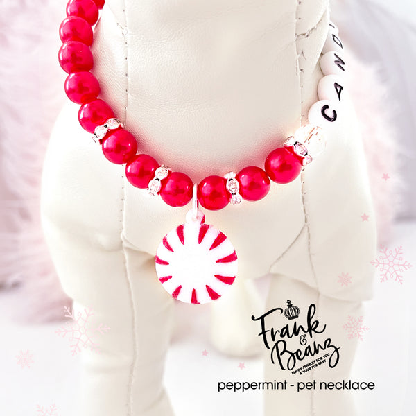 Christmas Dog Necklace Cat Collar Necklace Personalized Pet Jewelry Peppermint