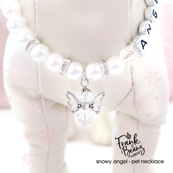 Christmas Dog Necklace Cat Collar Holiday Pet Necklace Snowy Angel