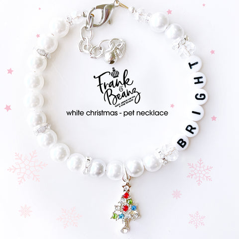 White Christmas Dog Necklace Cat Collar Necklace Personalized Pet Jewelry