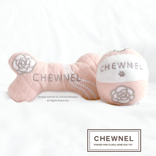 Chewnel Blush Petals Dog Necklace with FREE Dog Toy Set