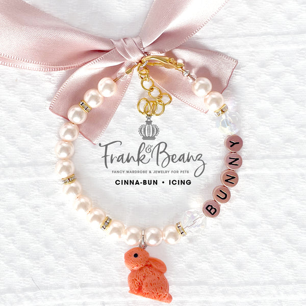 Cinna-Bun the Bunny Pearl Dog Necklace Collar Fancy Easter Pet Necklace