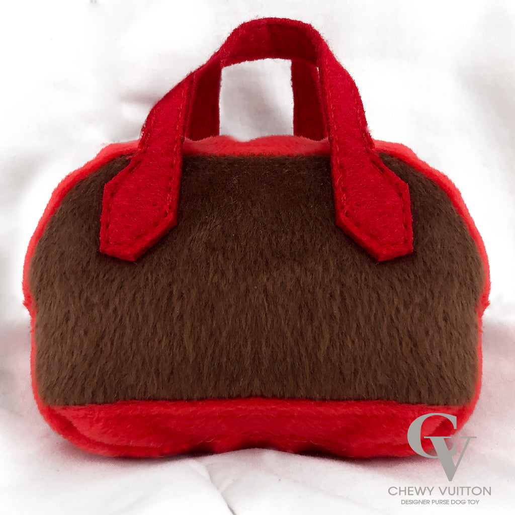 Chewy Vuitton Red Trim Designer Purse Dog Toy – FrankandBeanz Fancy Jewelry  and Toys for Pets