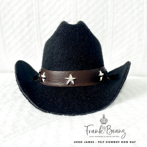 Jesse James Black Cowboy Dog Hat for Small Medium Dogs Cowboy Hat Western Pet Hats