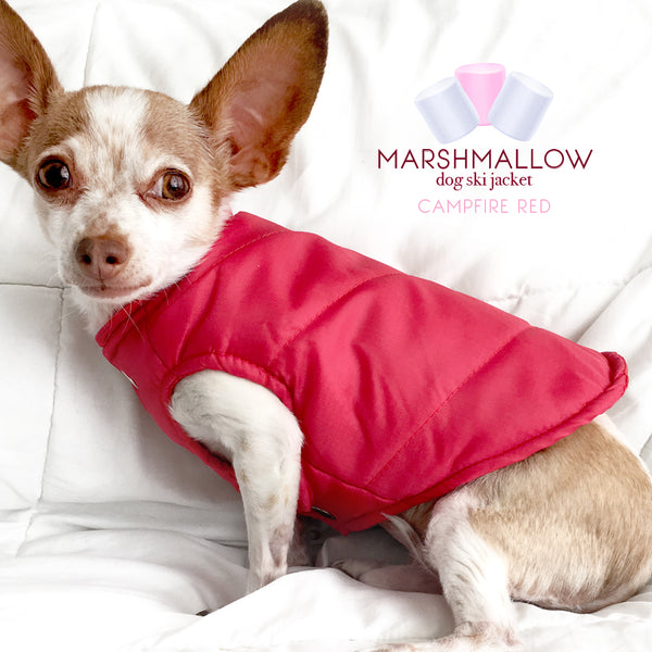 Marshmallow- Campfire Red Ski Jacket for Dogs, Winter Dog Coats