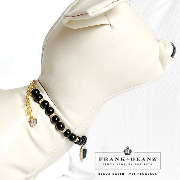 Black Raven Heart Dog Collar Heart Rhinestone Pet Necklace Luxury Pet Jewelry
