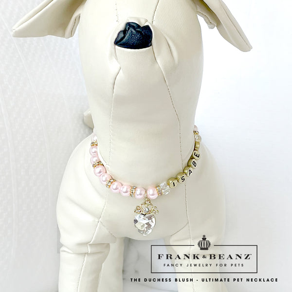The Duchess Blush Pearl Rhinestone Heart Dog Necklace Cat Pet Necklace