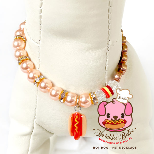 Hot Dog Pearl Dog Necklace Cat Necklace Luxury Pet Necklace