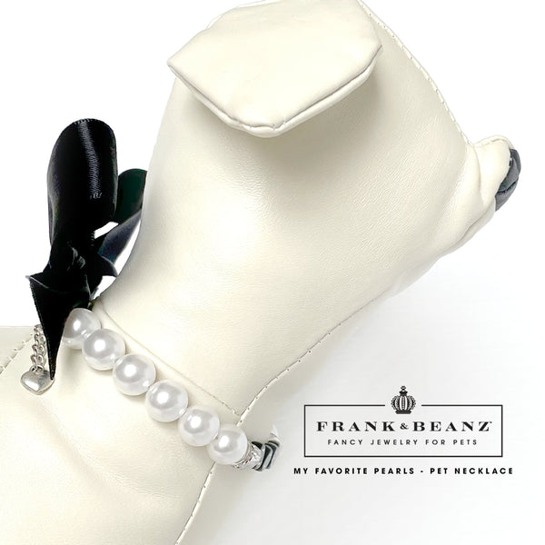 My Favorite Pearls Black Tie Pet Necklace Jewelry