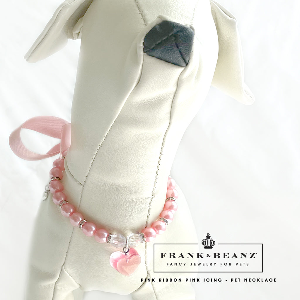 Pink Icing Sweetie Pink Pearl Heart Dog Necklace Luxury Pet