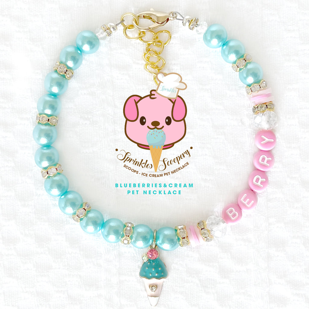 Blueberry Ice cream Pearl Dog Necklace Cat Necklace Milky Pearl Luxury Pet Jewelry