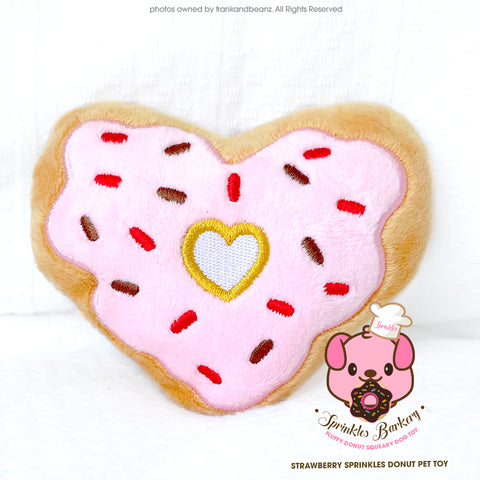 Sprinkles Barkery Strawberry Mini Squeaky Donut Dog Toys Plush Pet Toy