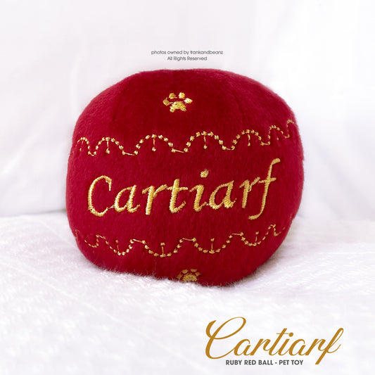 Cartiarf Plush Designer Dog Toy Squeaky Ruby Red Ball