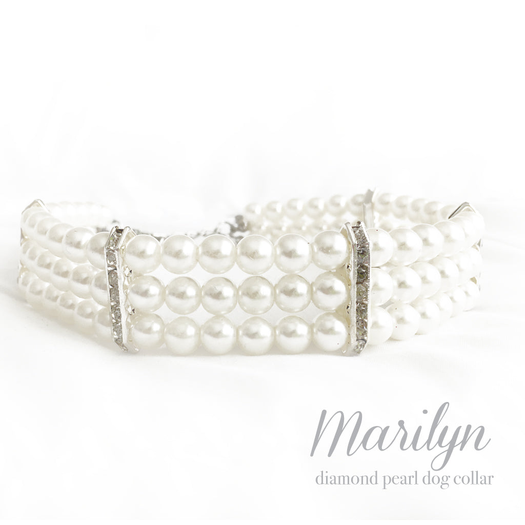 Marilyn- Diamonds and Pearls Dog Collar Necklace