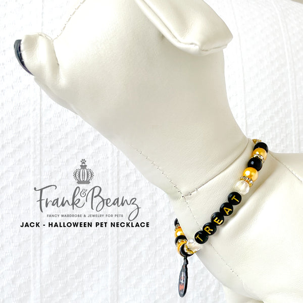 Jack O' Lantern Halloween Dog Necklace Cat Necklace Pearl Dog Collar Pet Necklace