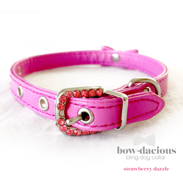 Pink Bowtie Dog Collar- Strawberry Dazzle