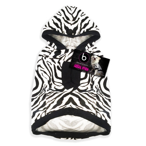 Zebra Velour Dog Hoodie, Dog Clothes- Super Soft